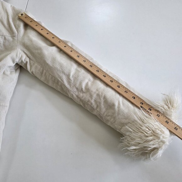 Women's Cream Faux Fur Trim Hooded Coat - Picture 5 of 16